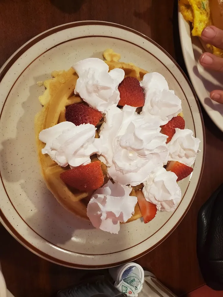 Waffle w Fresh Strawberries and Whipped Cream
